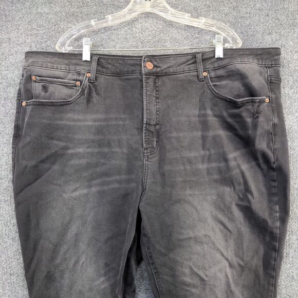 Terra & Sky Women's Skinny Leg Jeans Black Plus 24W Denim Frayed Hem - Picture 3 of 10